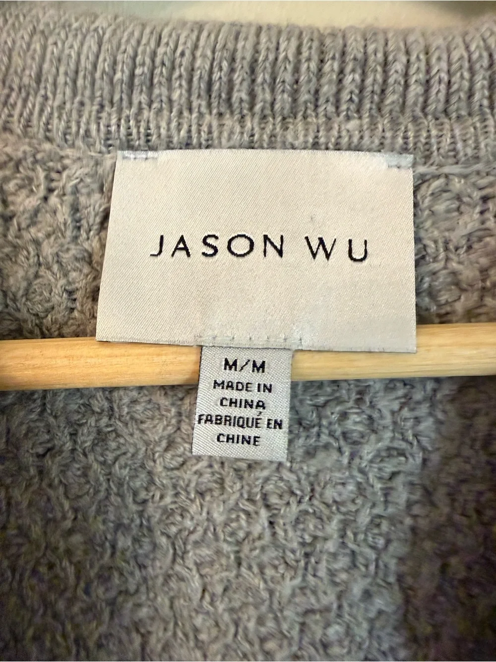 Jason Wu Chunky Cable Knit Fisherman Crop Collared Gray Wool M